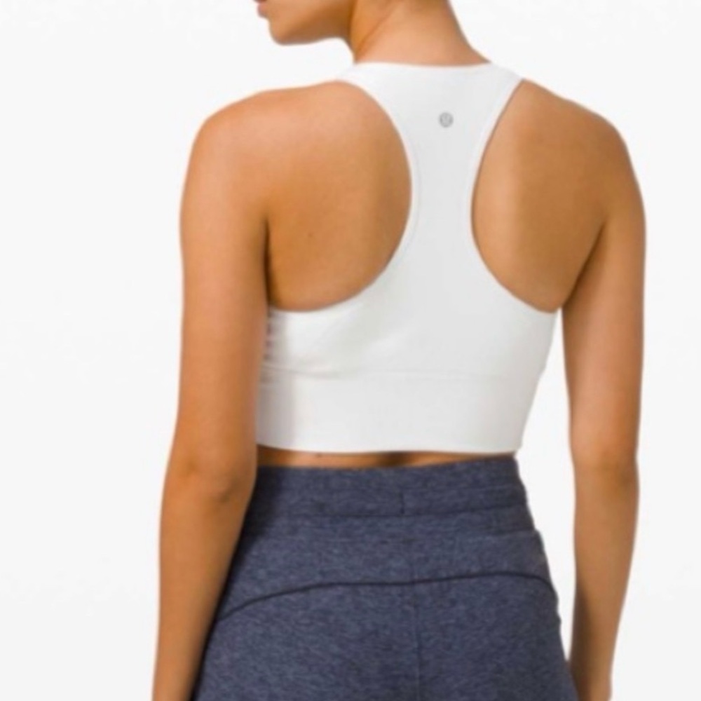 Lululemon Ebb to Train High Neck Longline Sports Bra white Size 6 - Picture 2 of 7